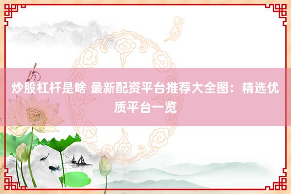炒股杠杆是啥 最新配资平台推荐大全图：精选优质平台一览