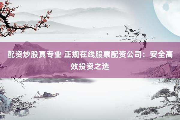 配资炒股真专业 正规在线股票配资公司：安全高效投资之选