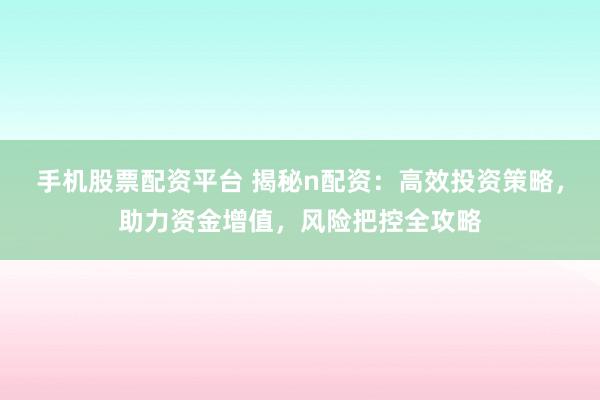 手机股票配资平台 揭秘n配资：高效投资策略，助力资金增值，风险把控全攻略