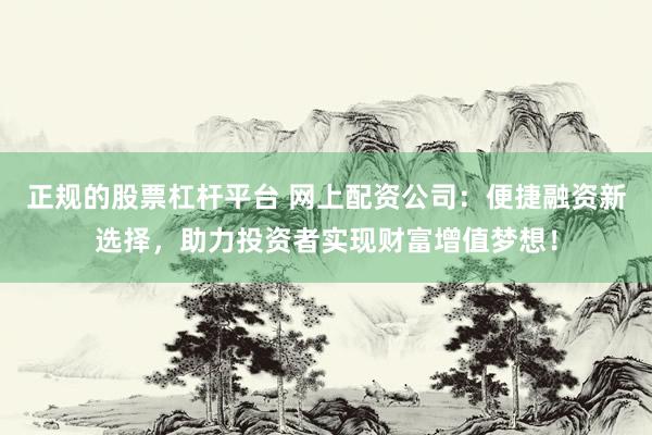 正规的股票杠杆平台 网上配资公司：便捷融资新选择，助力投资者实现财富增值梦想！