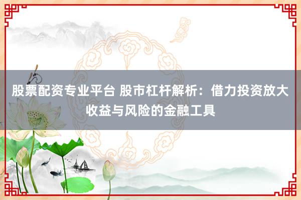 股票配资专业平台 股市杠杆解析：借力投资放大收益与风险的金融工具