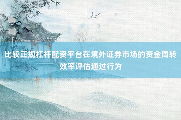 比较正规杠杆配资平台在境外证券市场的资金周转效率评估通过行为