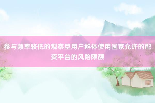 参与频率较低的观察型用户群体使用国家允许的配资平台的风险限额