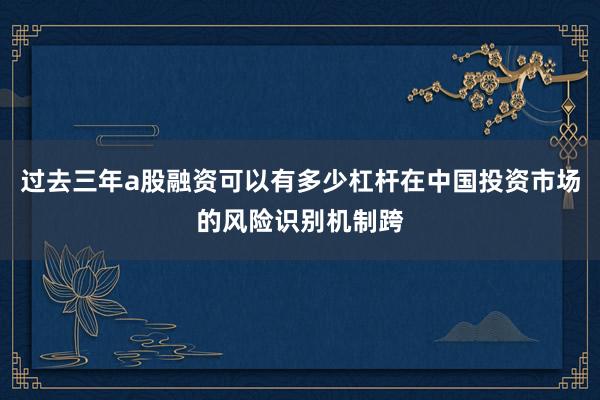 过去三年a股融资可以有多少杠杆在中国投资市场的风险识别机制跨