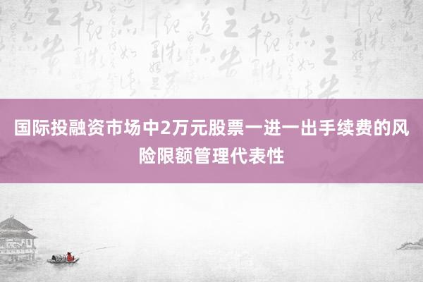 国际投融资市场中2万元股票一进一出手续费的风险限额管理代表性