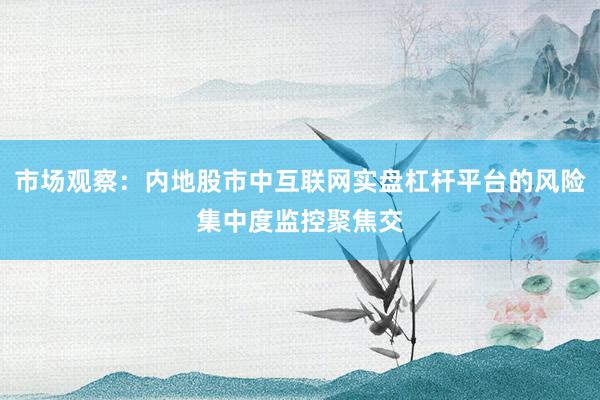 市场观察：内地股市中互联网实盘杠杆平台的风险集中度监控聚焦交
