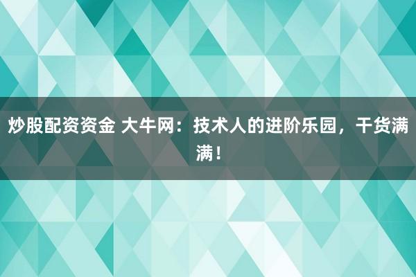 炒股配资资金 大牛网：技术人的进阶乐园，干货满满！